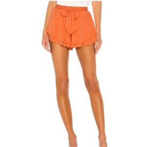 Orange Jersey Tie Front Shorts